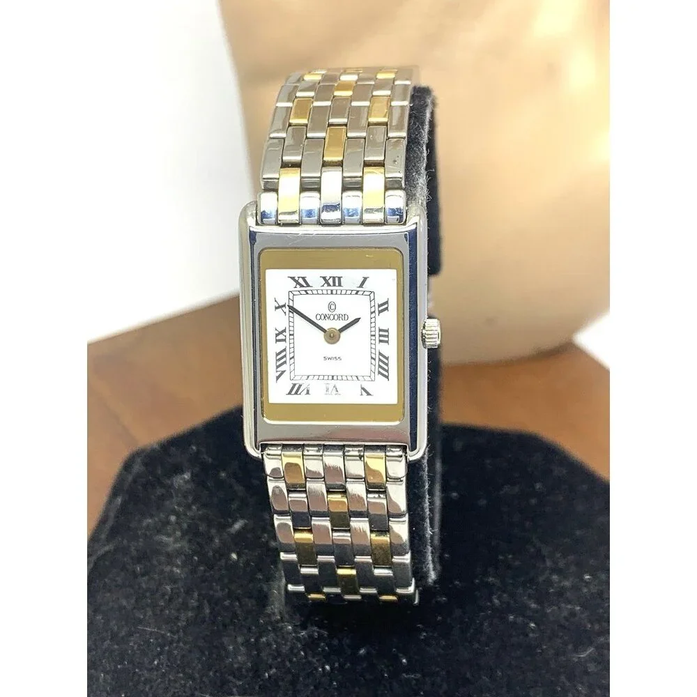 Concord Women's Watch 18k Yellow Gold Steel Roman Dial Vintage Swiss Quartz 19mm